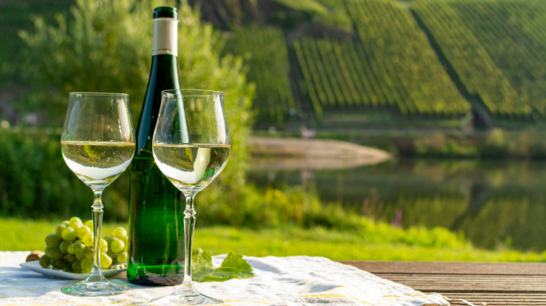 white wine with landscape