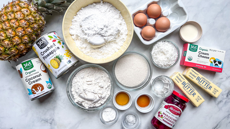 ingredients for pineapple coconut cupcakes