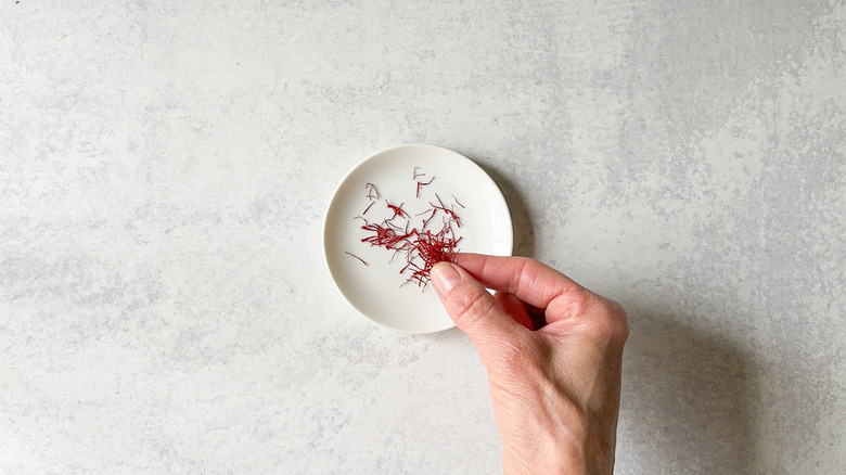 Saffron threads on plate