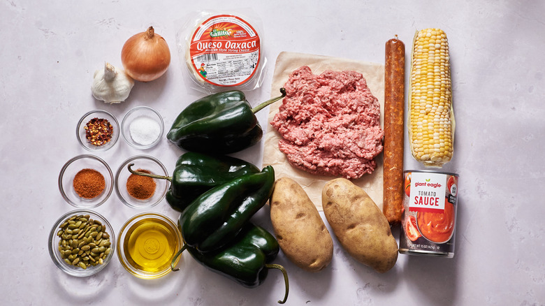 stuffed pepper ingredients on a table