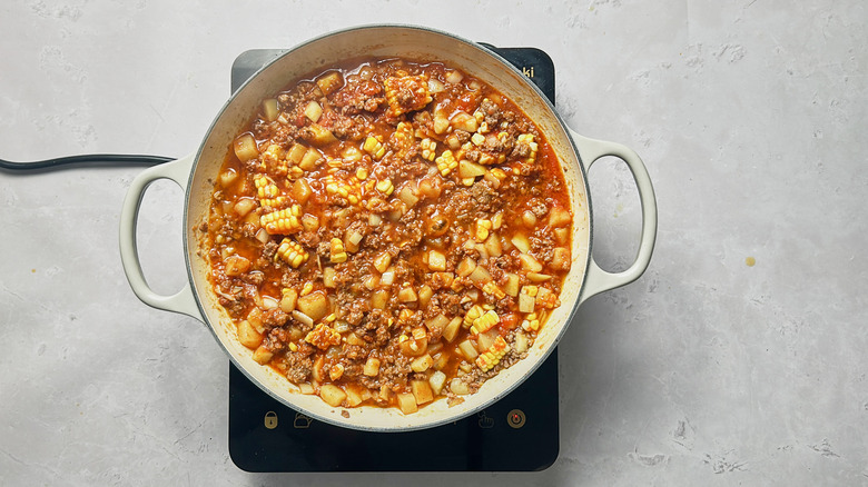 picadillo cooking in pan