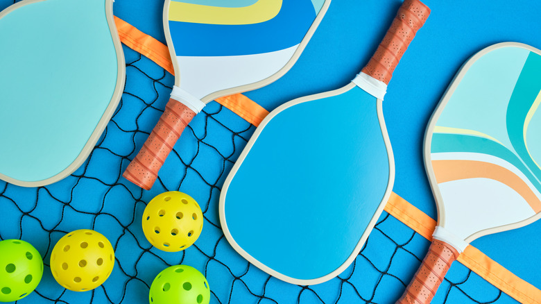 Pickleball gear on ground