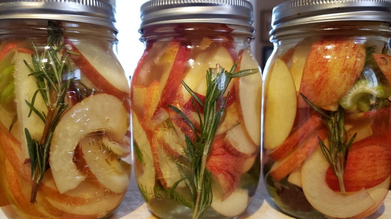 Jars of pickled apples