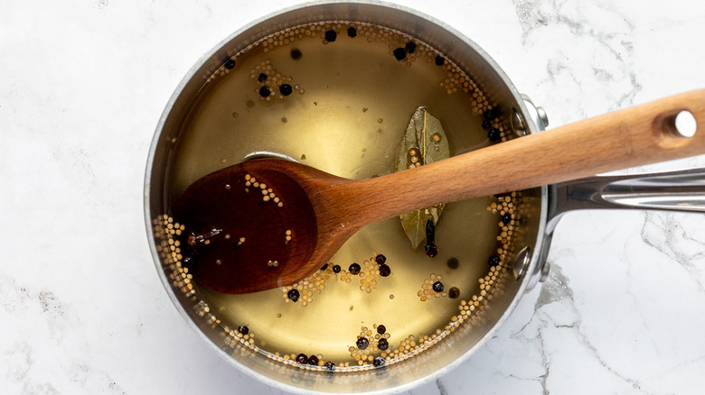 pickling brine in saucepan