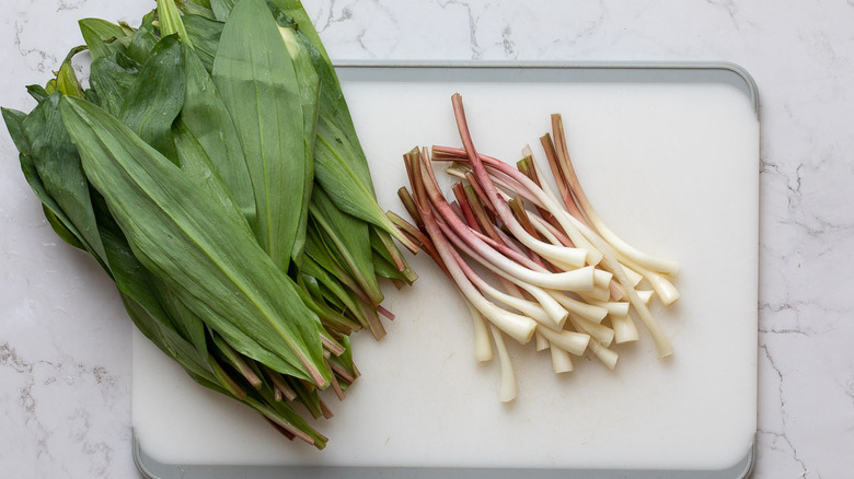 prepped ramps on cutting board