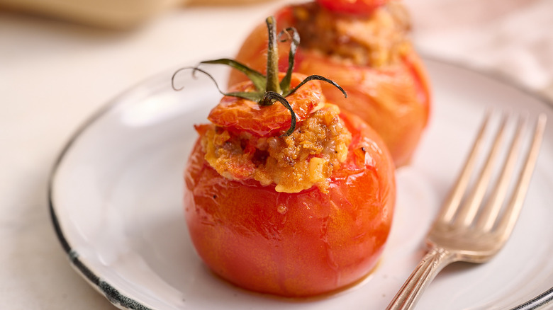 stuffed tomato on plate