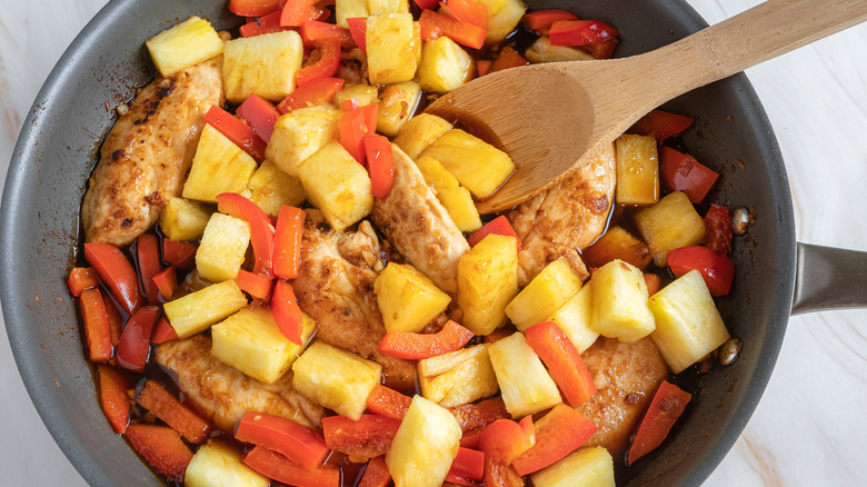 simmering chicken teriyaki