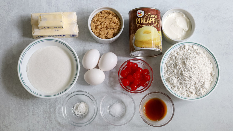 baking ingredients pineapple and cherries