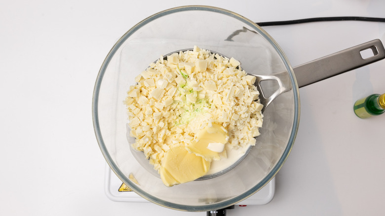 white chocolate truffle ingredient bowl