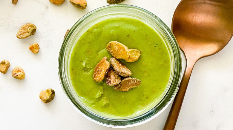 pistachio pudding in jar