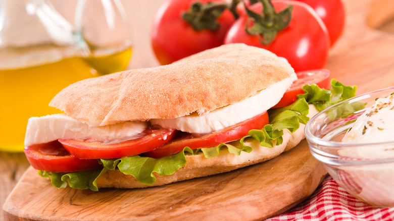 pizza dough caprese sandwich