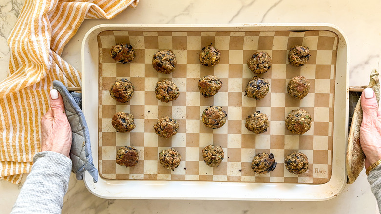 sheet pan with baked balls