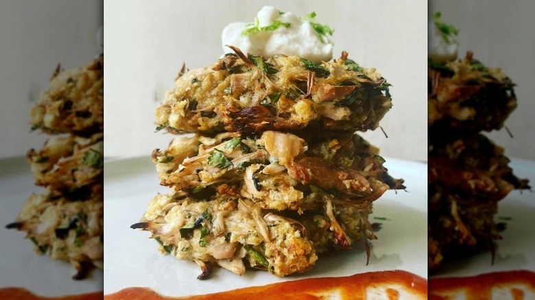 jackfruit crab cakes stacked