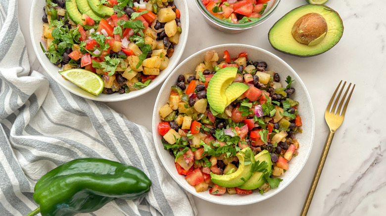 two bowls of breakfast hash