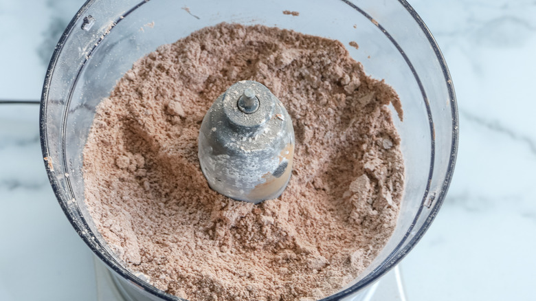 cocoa and flour in food processor