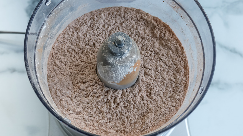 cocoa flour mixture in food processor