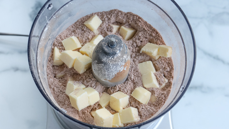 cubed butter in food processor