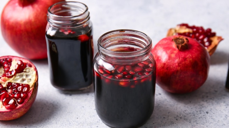 pomegranate molasses in mason jars