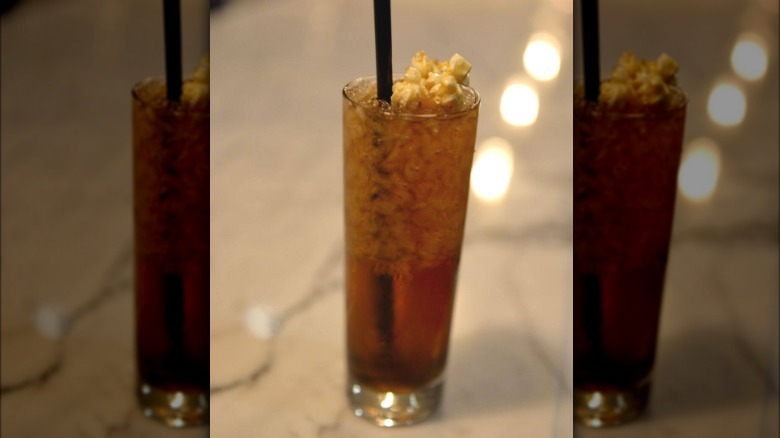 Cinema Highball topped with popcorn