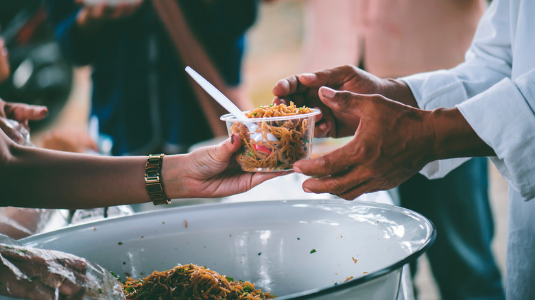 Man is given food