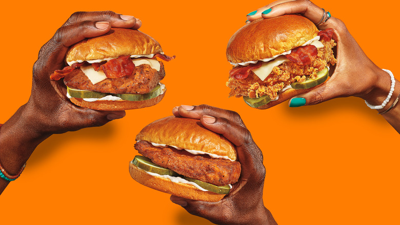 Popeyes sandwiches with bacon and cheese