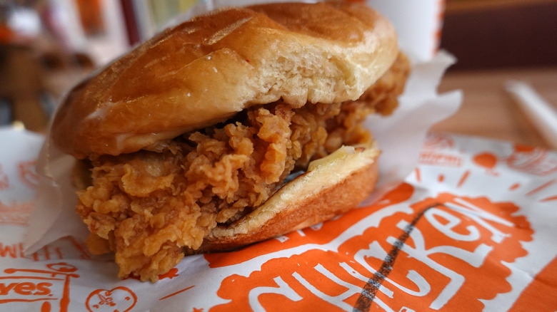 A Popeye's fried chicken sandwich