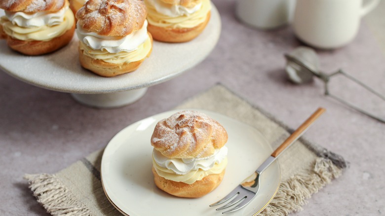 Cream puffs on a plate