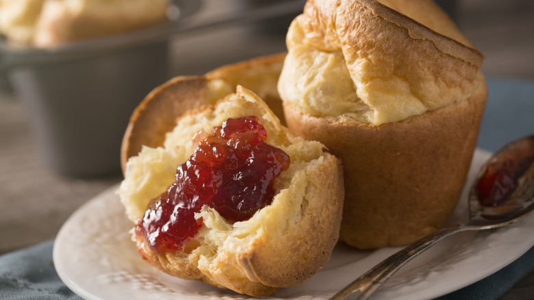 Popovers with strawberry jam