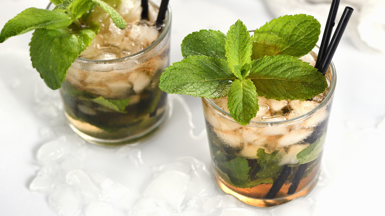 A pair of mint julep cocktails