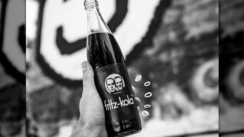 Fritz-Kola bottle in black and white