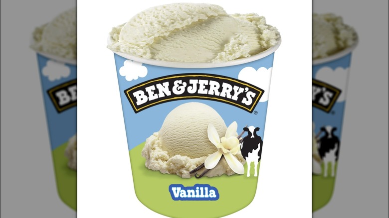 Ben and Jerry's vanilla ice cream pint