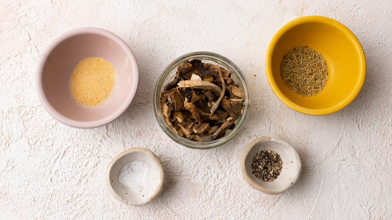 steak rub ingredients on table 