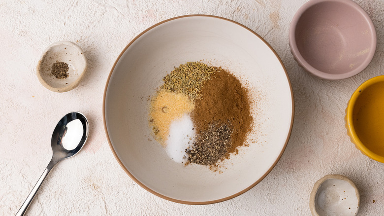 dry rub ingredients in bowl 