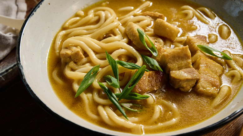 japanese pork curry udon noodles in bowl