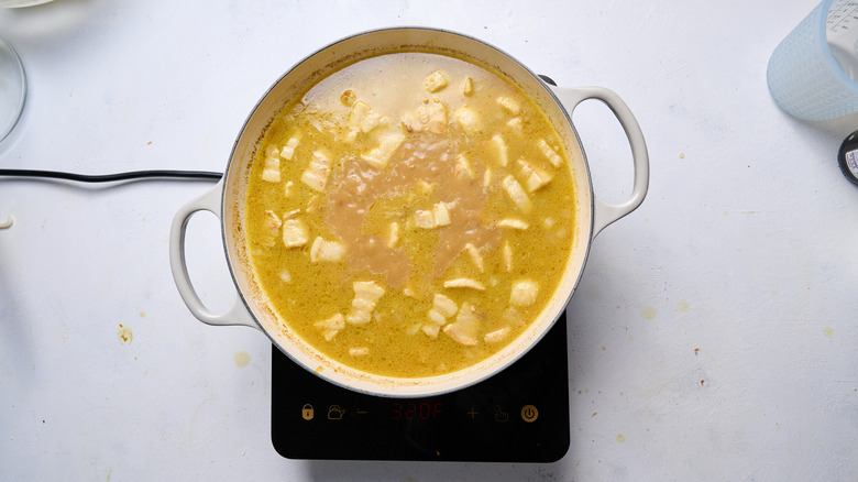 japanese pork curry broth in pot