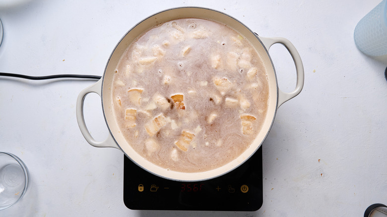 japanese pork curry broth in pot