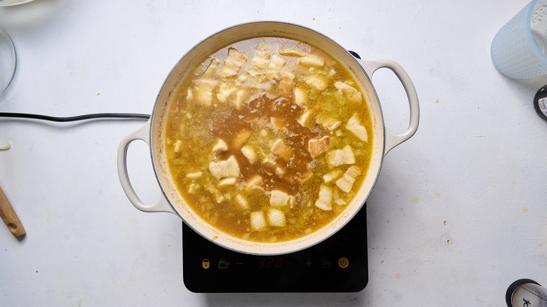 japanese pork curry broth in pot