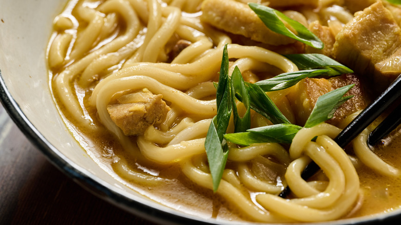 japanese pork curry udon noodles in bowl