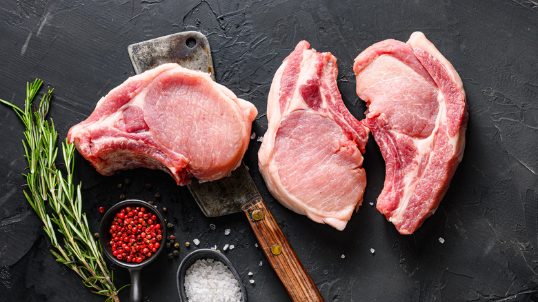 Raw pork chops