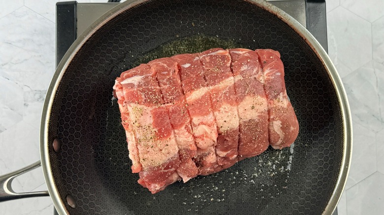 pork in frying pan