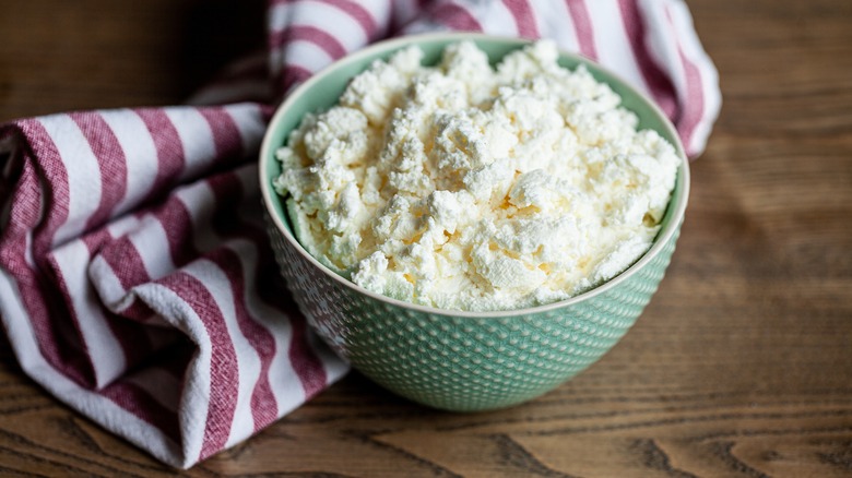 pot cheese served in bowl