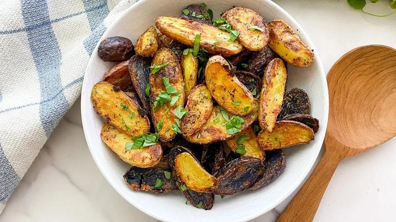 Colorful crispy fingerling potatoes