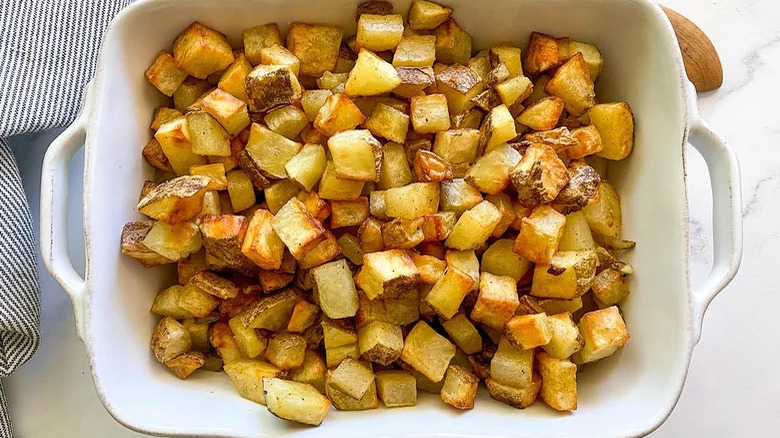 Diced home fries in a pan