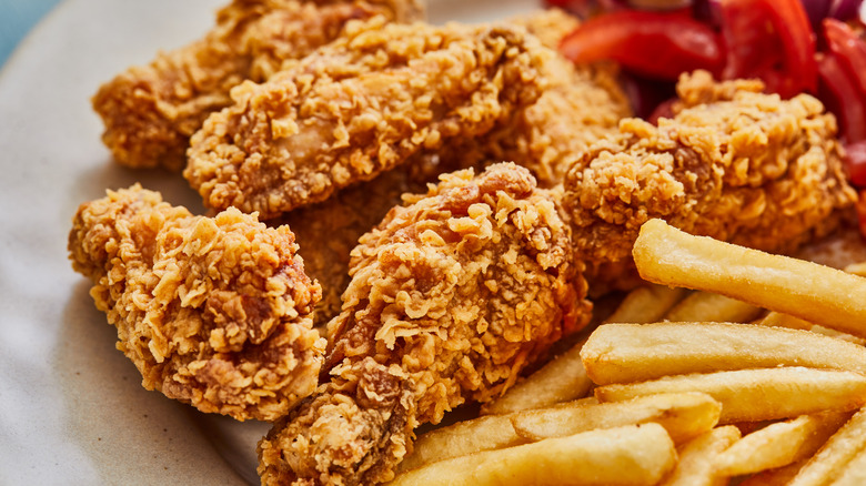 fried chicken with fries