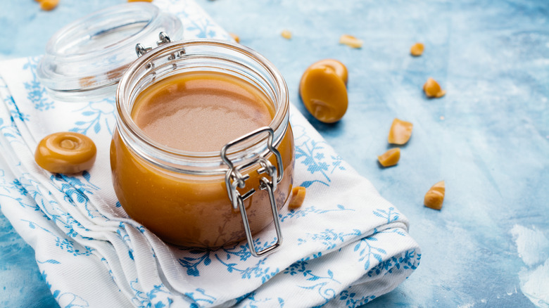 A jar of salted caramel toffee