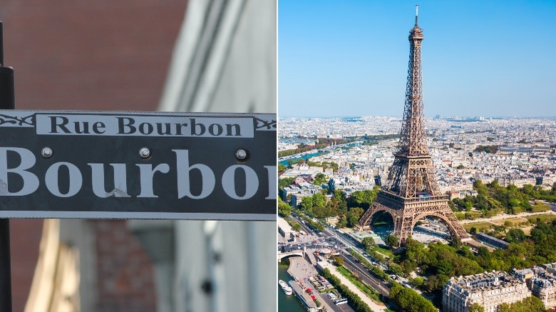 Left: bourbon st; right: the Eiffel Tower