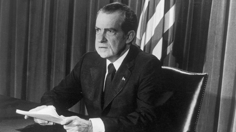 President Nixon giving resignation speech