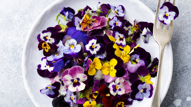 bowl of edible flowers