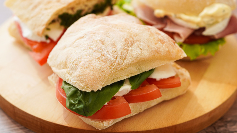 caprese sandwiches on ciabatta bread