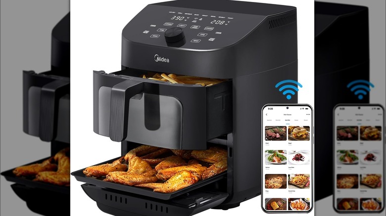 Midea air fryer and smart phone 